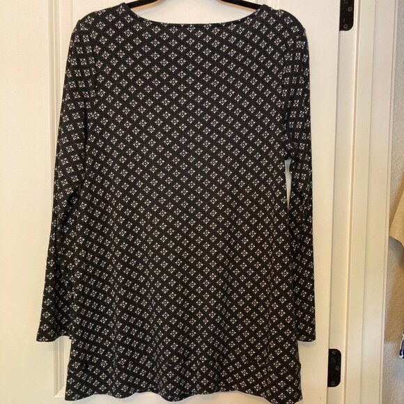 J. Jill Pima Boat Neck Tunic, Size L - Oversized, Black and White Long Sleeved - Picture 3 of 7